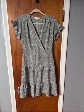 Monteau Sage Green Floral Wrap Dress